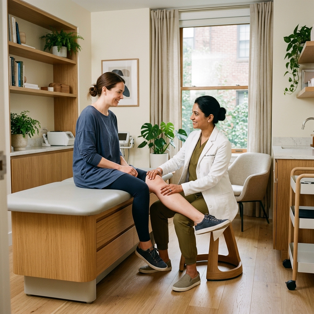 Physician examining patient at Well&Boulder Clinic